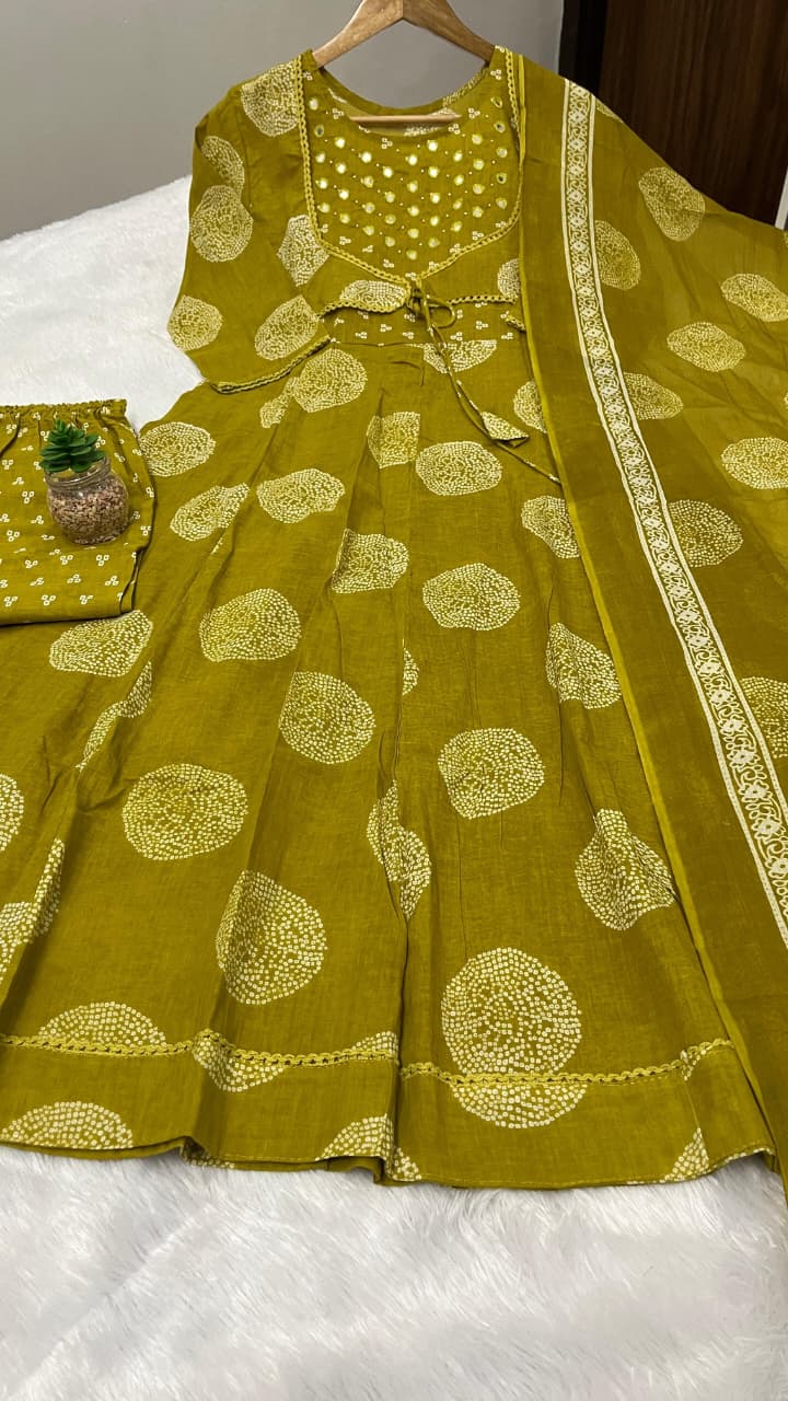 Beautiful  printed with embroidery work anarkali kurta dupatta set  (PVCRD01)