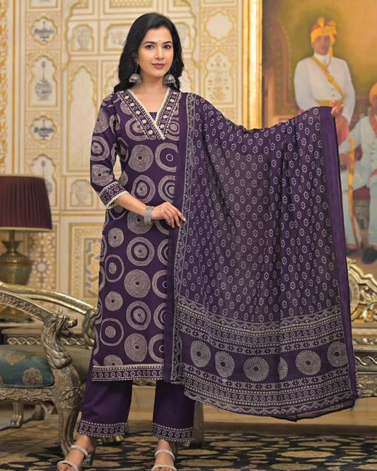 🌹🌹Pure fine Cotton fabric Kurti with Pant with cotton 100-100 Dupatta🌹🌹(PVCRD29)