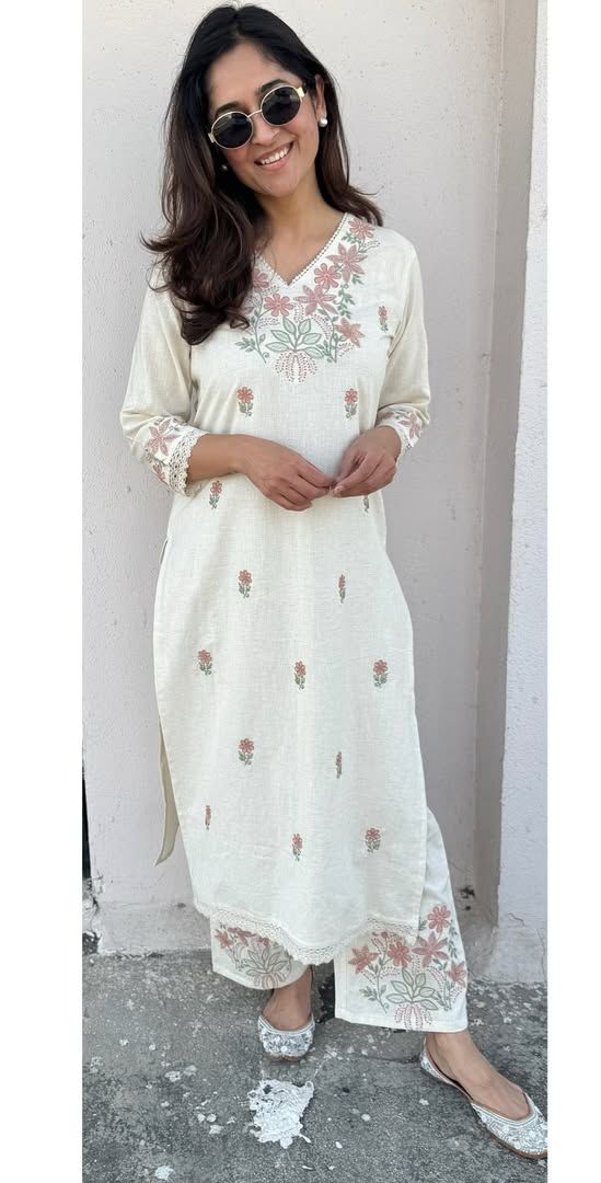 Pure Cotton Slub Kurta Pant plazo in Beautiful Must Have in Your Wardrobe (PVCD21)