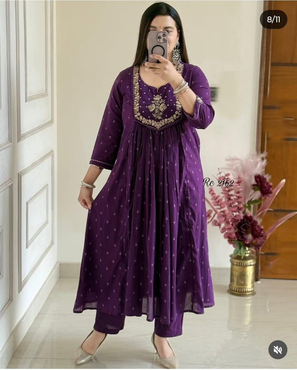 New anarkali kurta set with Cotton Pant Malmal Dupatta with tier pattern... (PVCRD55)