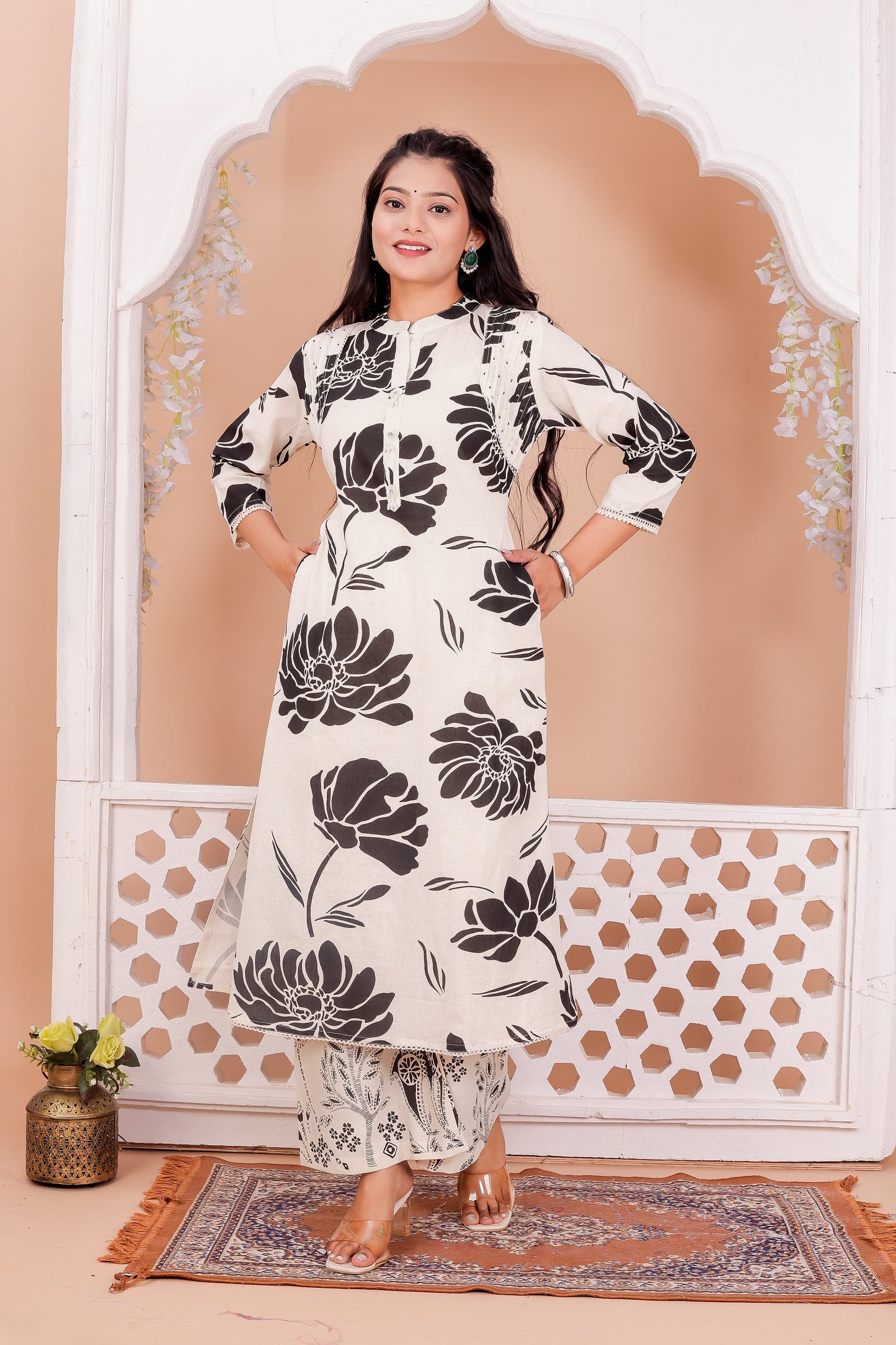 Get festive ready with our new Kurta pant sets with beautiful detailing colours  (PVCD40)