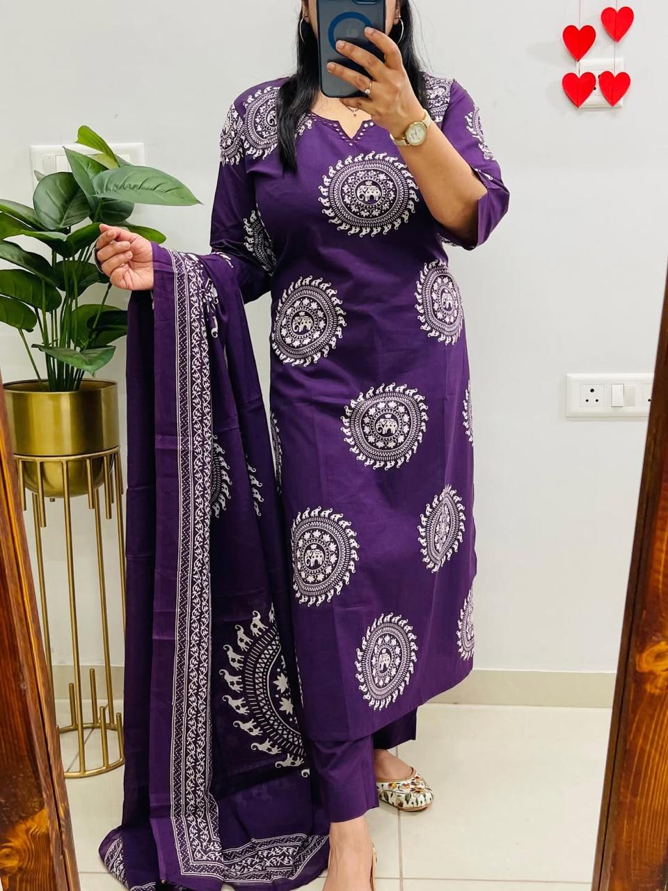 Pure fine Cotton fabric Embroidery Work Kurti with Pant with cotton (PVCRD142)