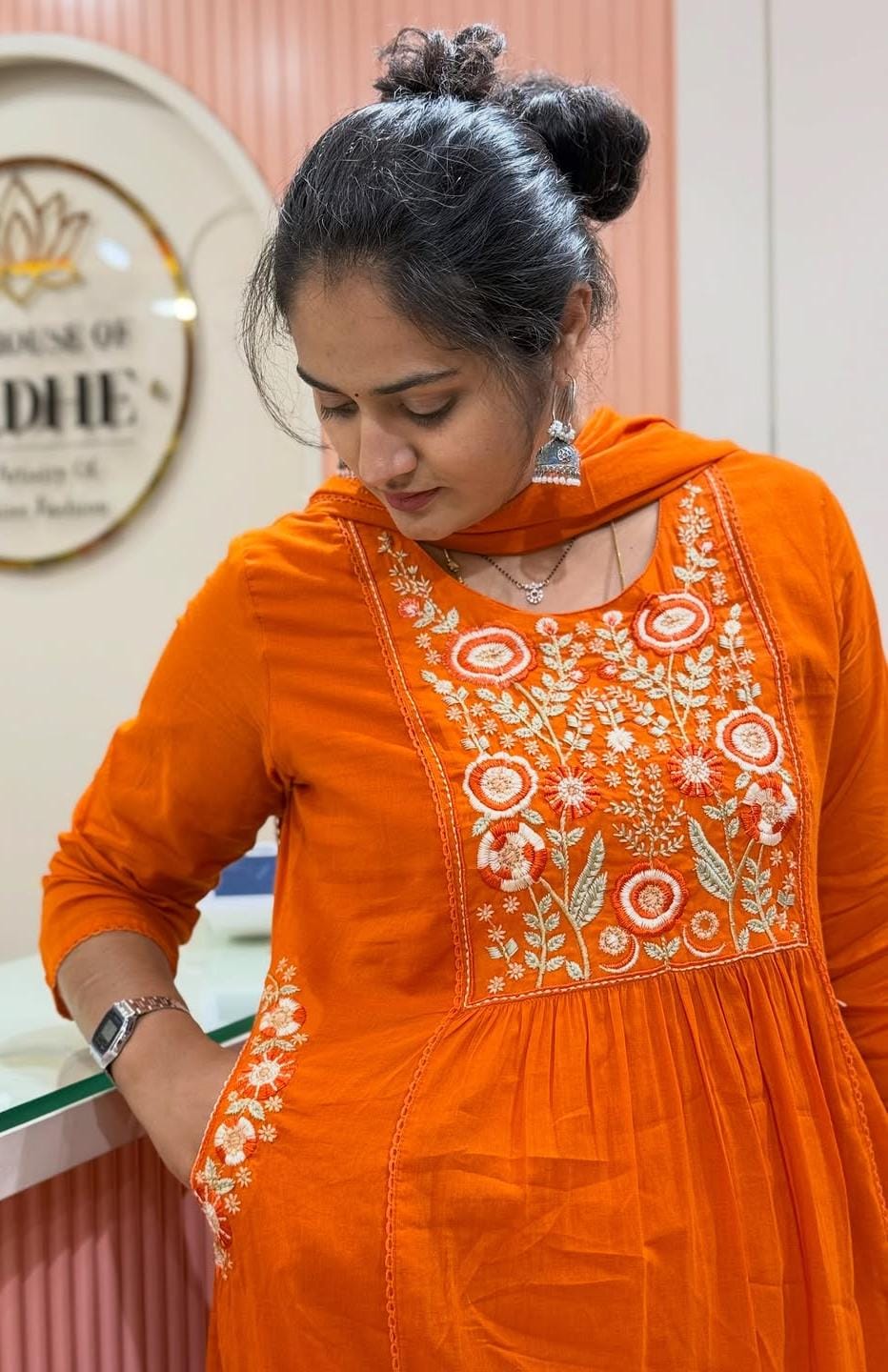 Pure fine Cotton fabric Embroidery Work Kurti with Pant with cotton (PVCRD144)