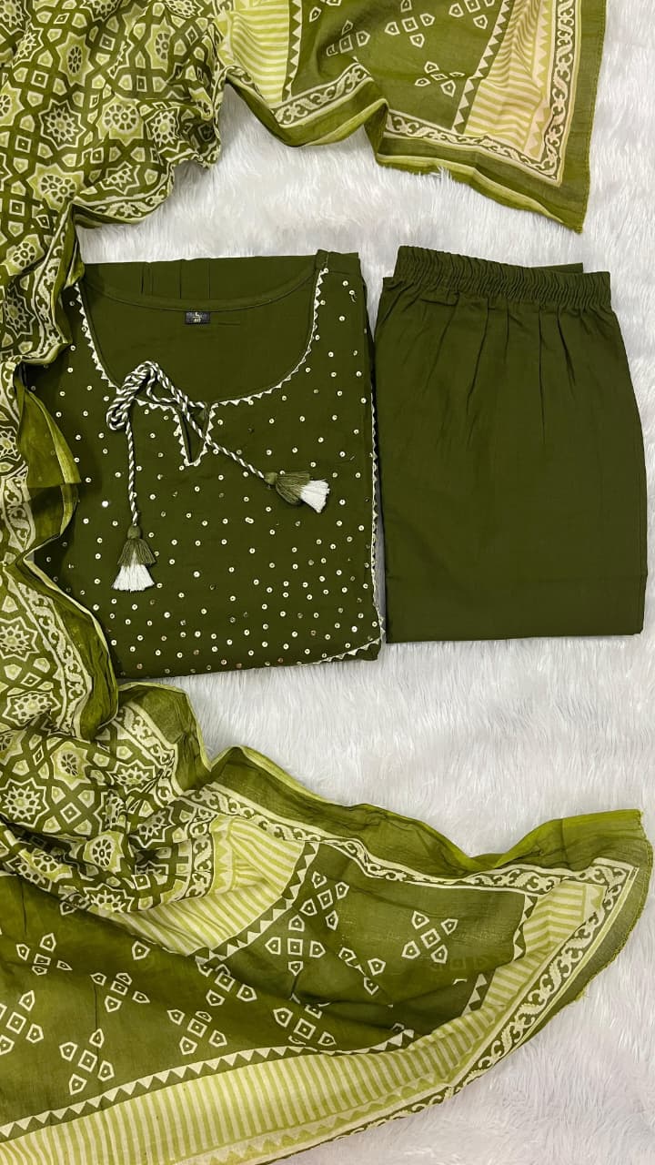 🌹🌹Pure fine Cotton fabric  Kurti with Pant with cotton 100-100 Dupatta🌹🌹(PVCRD05)