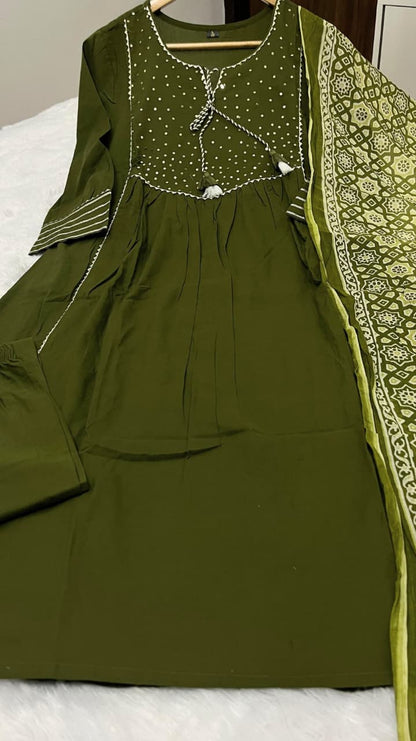 🌹🌹Pure fine Cotton fabric  Kurti with Pant with cotton 100-100 Dupatta🌹🌹(PVCRD05)