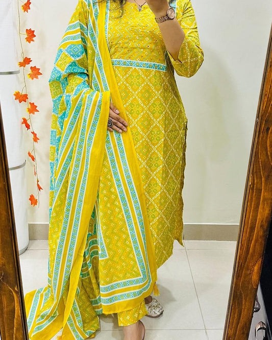 ๐น๐นPure fine Cotton fabric Kurti with Pant with cotton 100-100 Dupatta๐น๐น(PVCRD09)