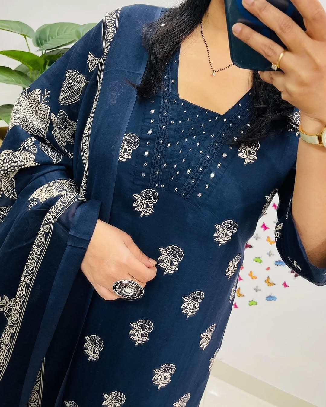 🌹🌹Pure fine Cotton fabric &nbsp; Kurti with Pant with cotton 100-100 Dupatta🌹🌹(PVCRD13)