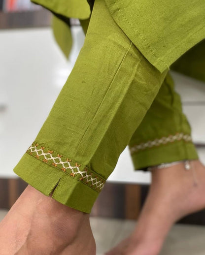 🌹🌹Pure fine Cotton fabric Embroidery Work Kurti with Pant with cotton 100-100🌹🌹(PVCD13)