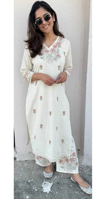 Pure Cotton Slub Kurta Pant plazo in Beautiful Must Have in Your Wardrobe (PVCD21)
