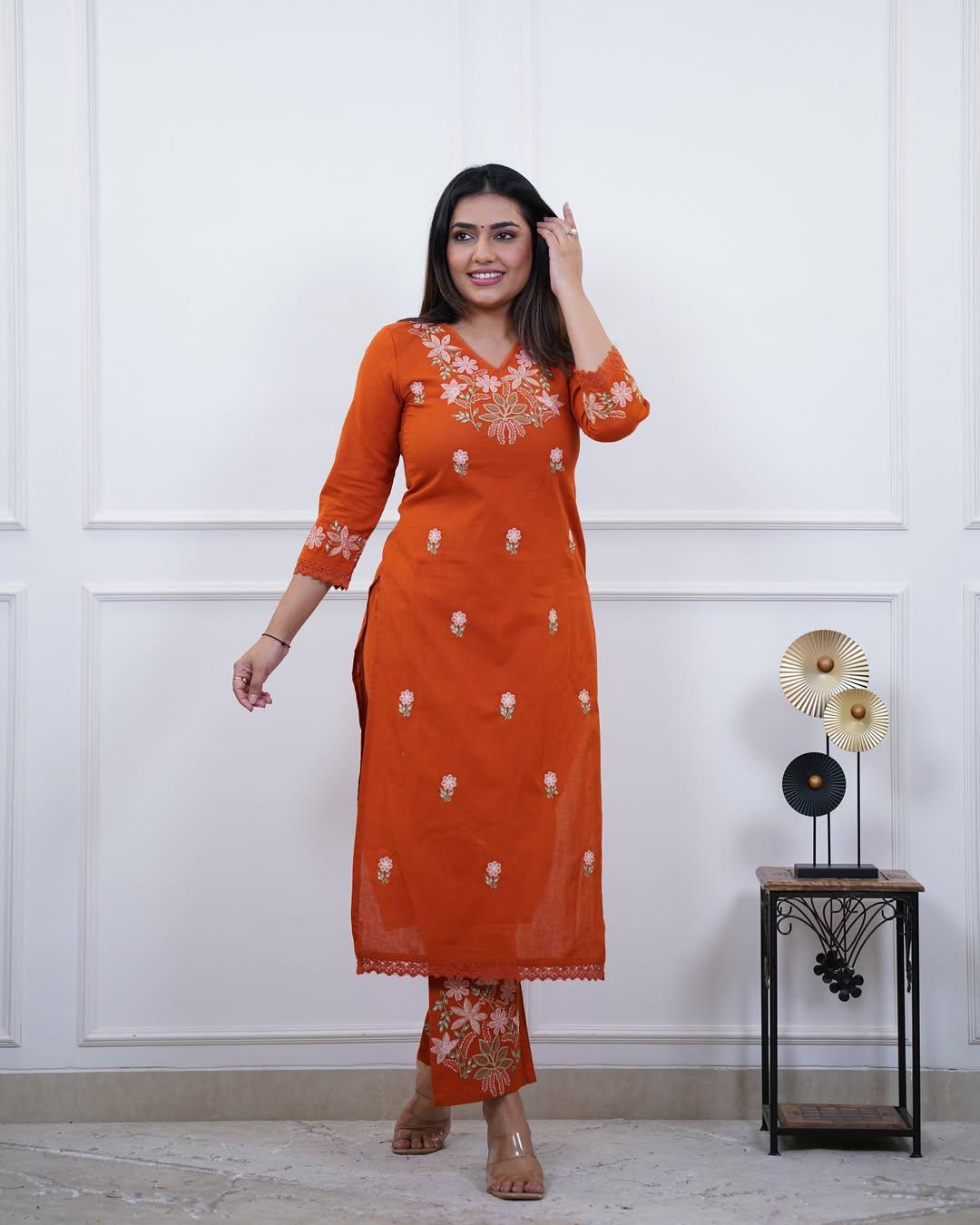 Pure Cotton Slub Kurta Pant plazo in Beautiful Must Have in Your Wardrobe (PVCD24)