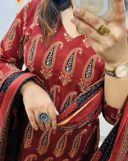 🌹🌹Pure fine Cotton fabric Kurti with Pant with cotton 100-100 Dupatta🌹🌹 (PVCRD50)