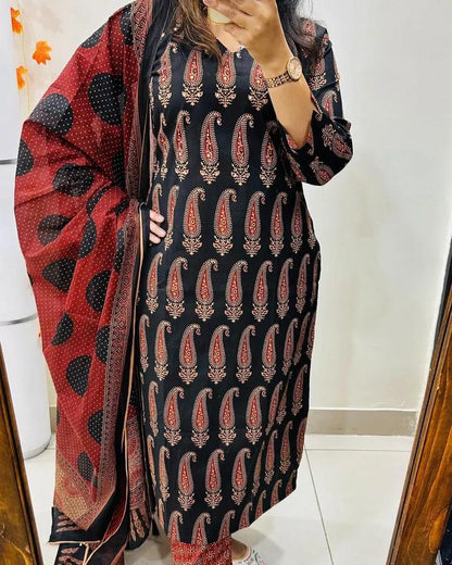 🌹🌹Pure fine Cotton fabric Kurti with Pant with cotton 100-100 Dupatta🌹🌹 (PVCRD51)