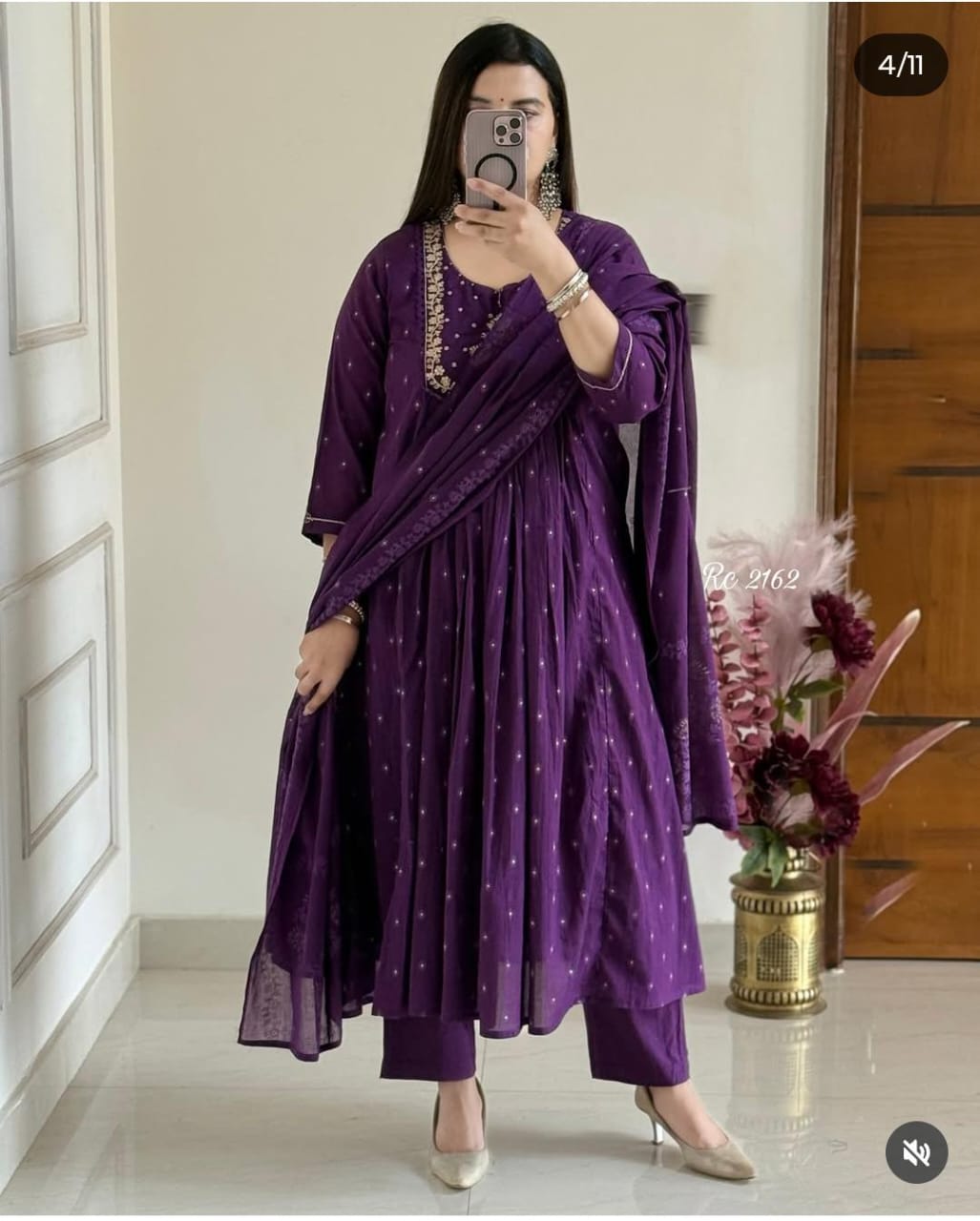 New anarkali kurta set with Cotton Pant Malmal Dupatta with tier pattern... (PVCRD55)