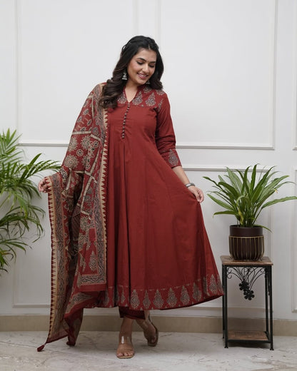 Women's printed cotton & kurta pant or dupatta set(PVCRD65)