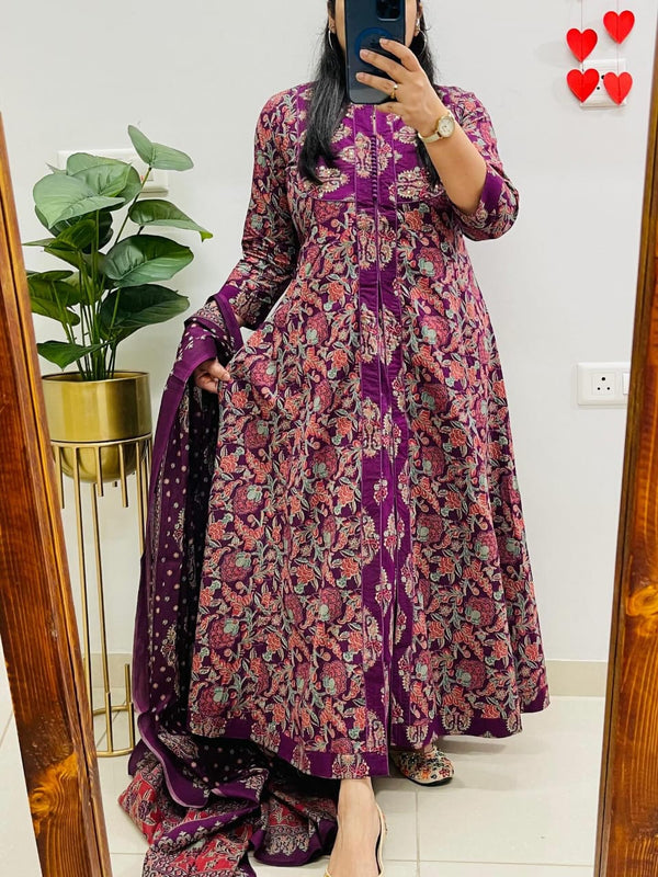 Women's printed cotton & kurta &  pant or dupatta set &nbsp;kurti in full sleeves (PVCRD63)