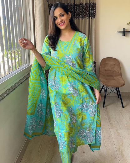 Pure fine Cotton fabric  Kurti with Pant with cotton 100-100 Dupatta (PVCRD88)