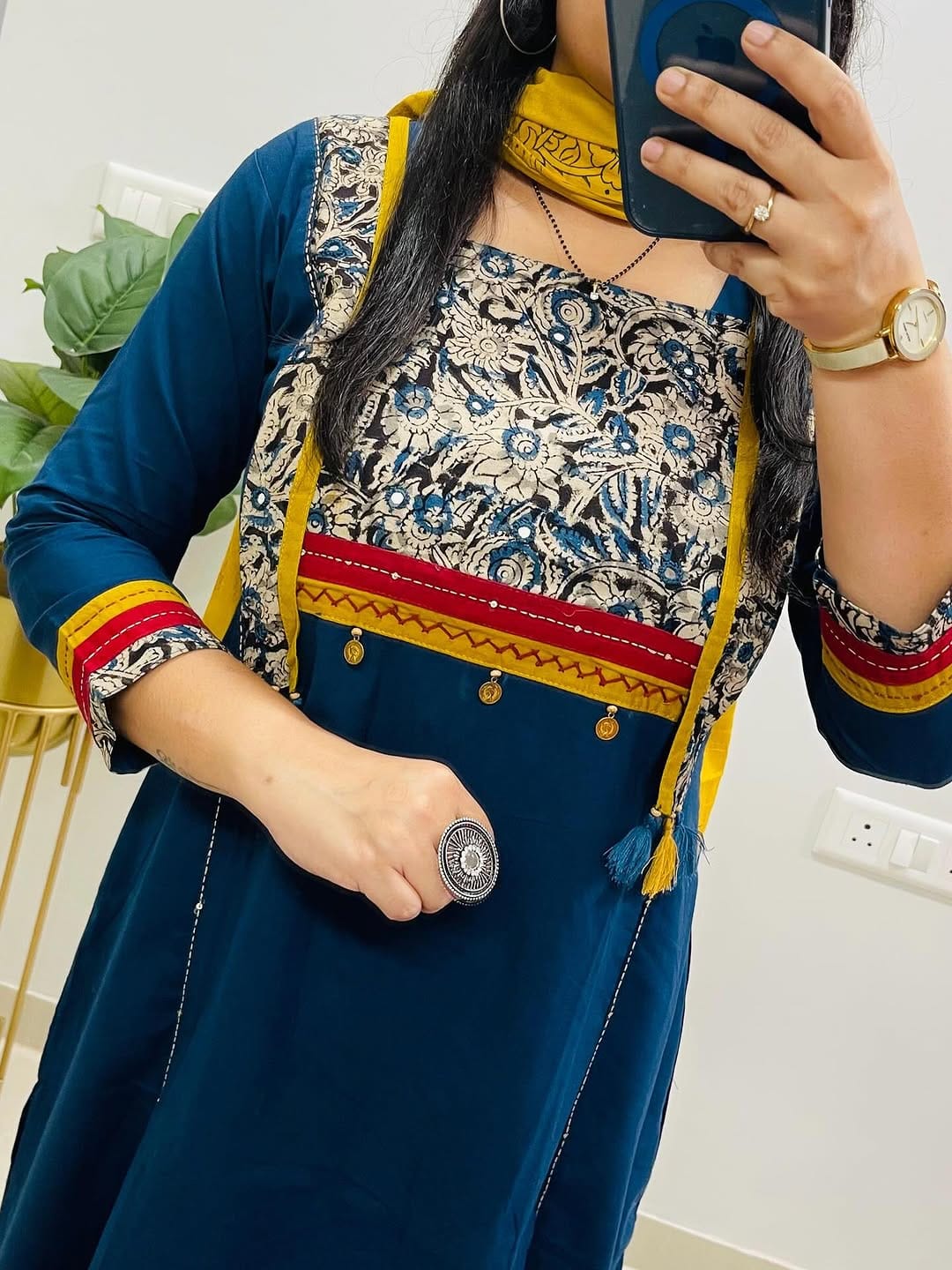heavy yog work and sika work Kurti with Pant with cotton 100-100 Dupatta(PVCRD102)