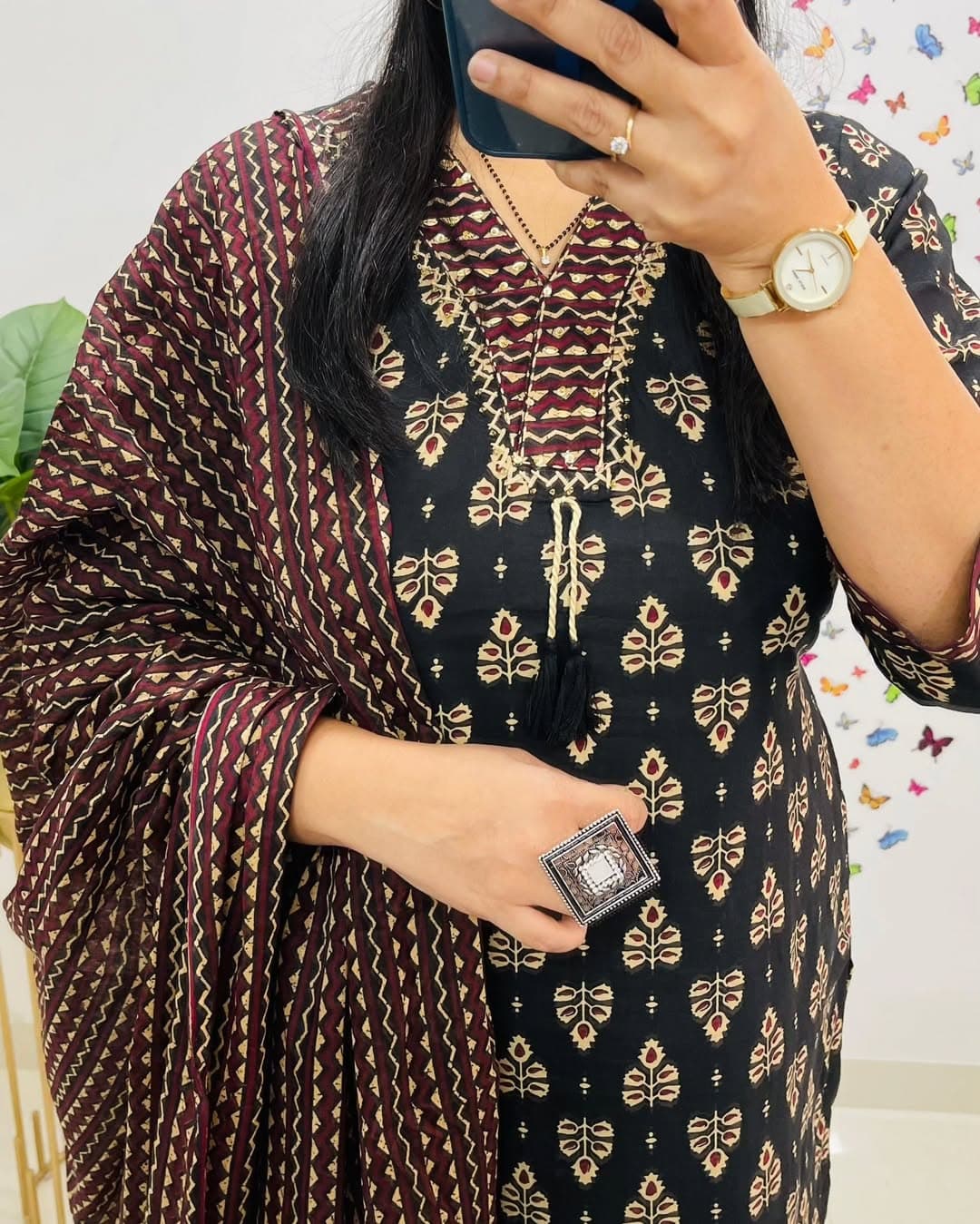 Pure fine Riyon fabric with embrioday naira cut Kurti with Pant(PVCRD109)