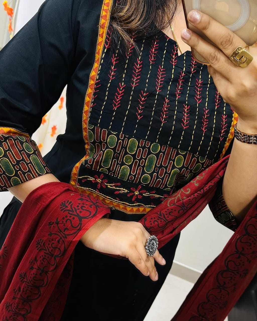 Pure fine Cotton fabric  Kurti with Pant with cotton 100-100 Dupatta(PVCR110)