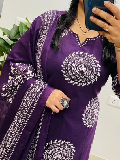 Pure fine Cotton fabric Embroidery Work Kurti with Pant with cotton  (PVCRD142)