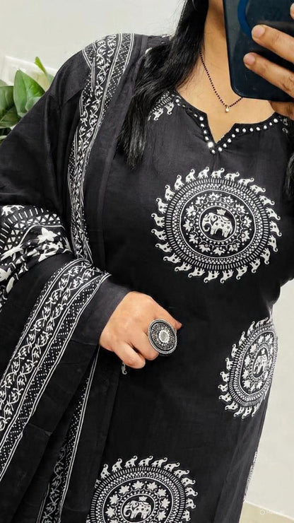 Pure fine Cotton fabric Embroidery Work Kurti with Pant with cotton  (PVCRD143)