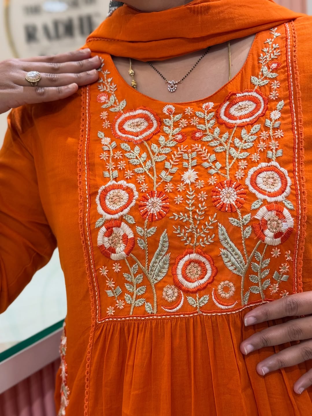 Pure fine Cotton fabric Embroidery Work Kurti with Pant with cotton  (PVCRD144)