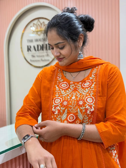 Pure fine Cotton fabric Embroidery Work Kurti with Pant with cotton  (PVCRD144)