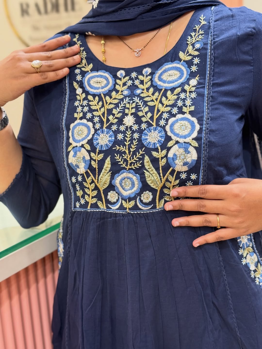 Pure fine Cotton fabric Embroidery Work Kurti with Pant with cotton  (PVCRD145)