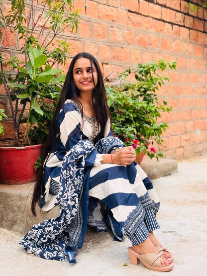 Pure fine Cotton fabric Embroidery Work Kurti with Pant with cotton  (PVCRD146)