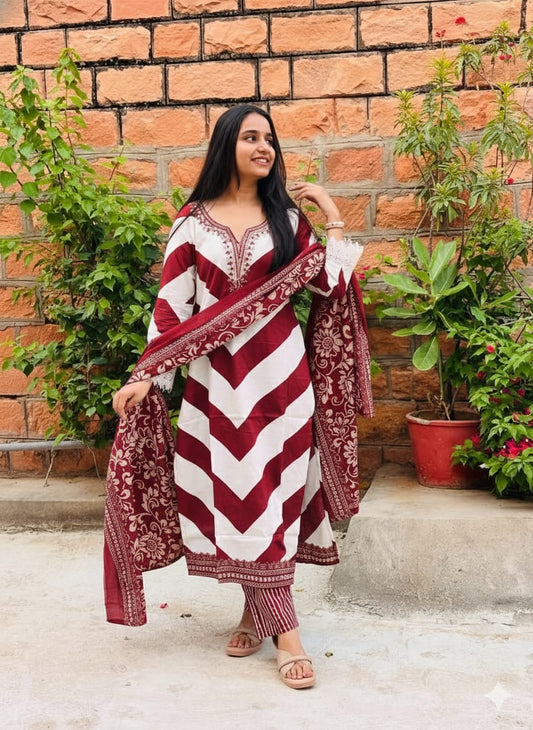 Pure fine Cotton fabric Embroidery Work Kurti with Pant with cotton  (PVCRD147)