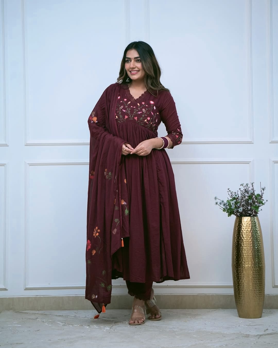 a beautifully cotton malmal printed dupatta suit (KS04)