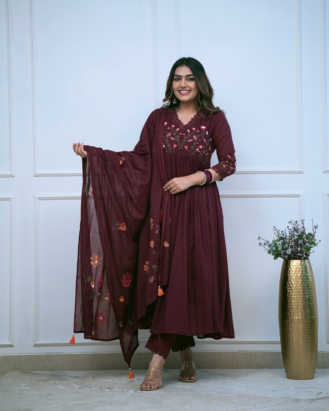 a beautifully cotton malmal printed dupatta suit (KS04)
