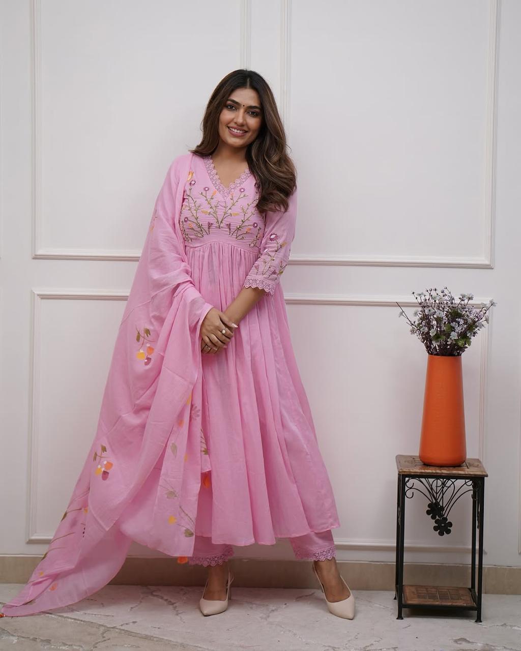 a beautifully cotton malmal printed dupatta suit (KS02)