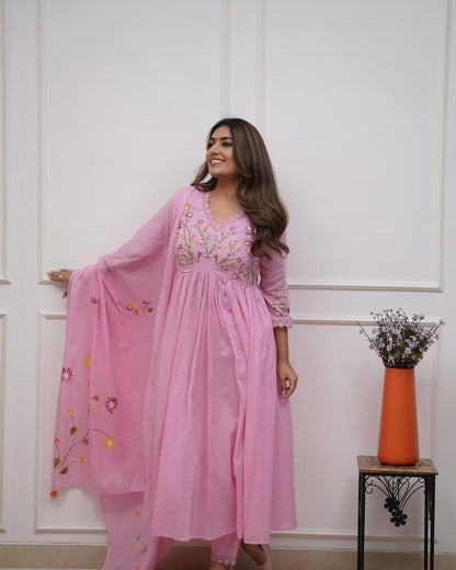 a beautifully cotton malmal printed dupatta suit (KS02)