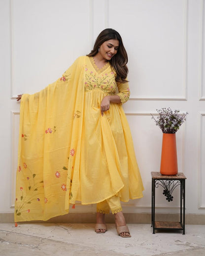 a beautifully cotton malmal printed dupatta suit (KS03)