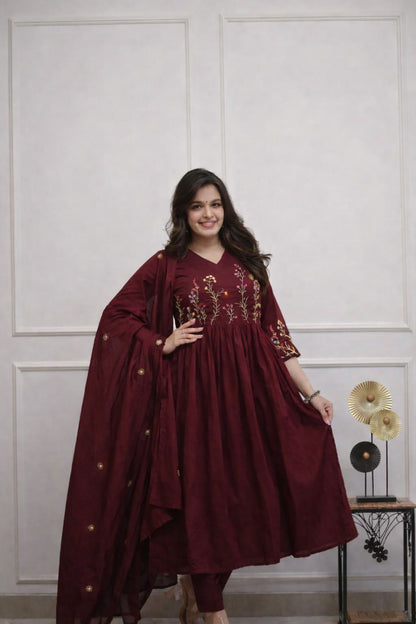 a beautifully cotton malmal printed dupatta suit (KS05)