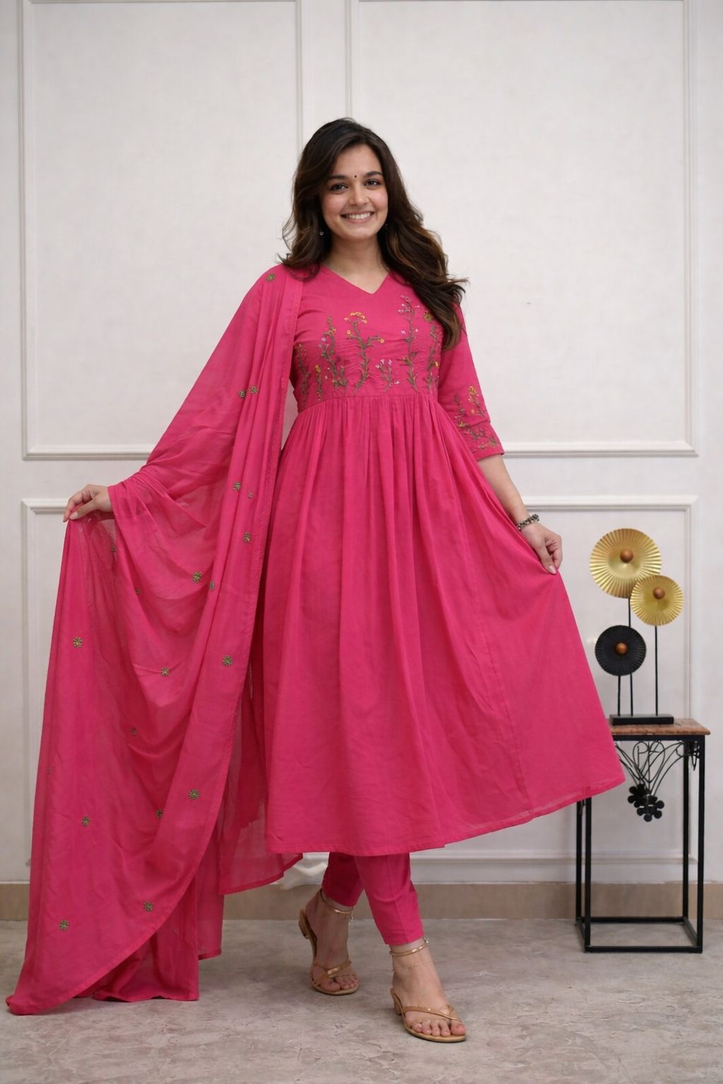 a beautifully cotton malmal printed dupatta suit (KS06)