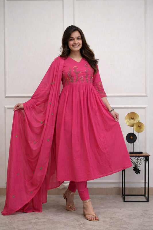 a beautifully cotton malmal printed dupatta suit (KS06)