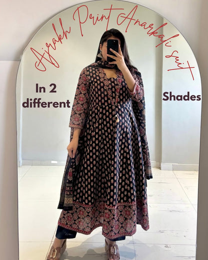 New Arrival Women Pure Cotton Printed Suit Set with Dupatta (PVCRD164)