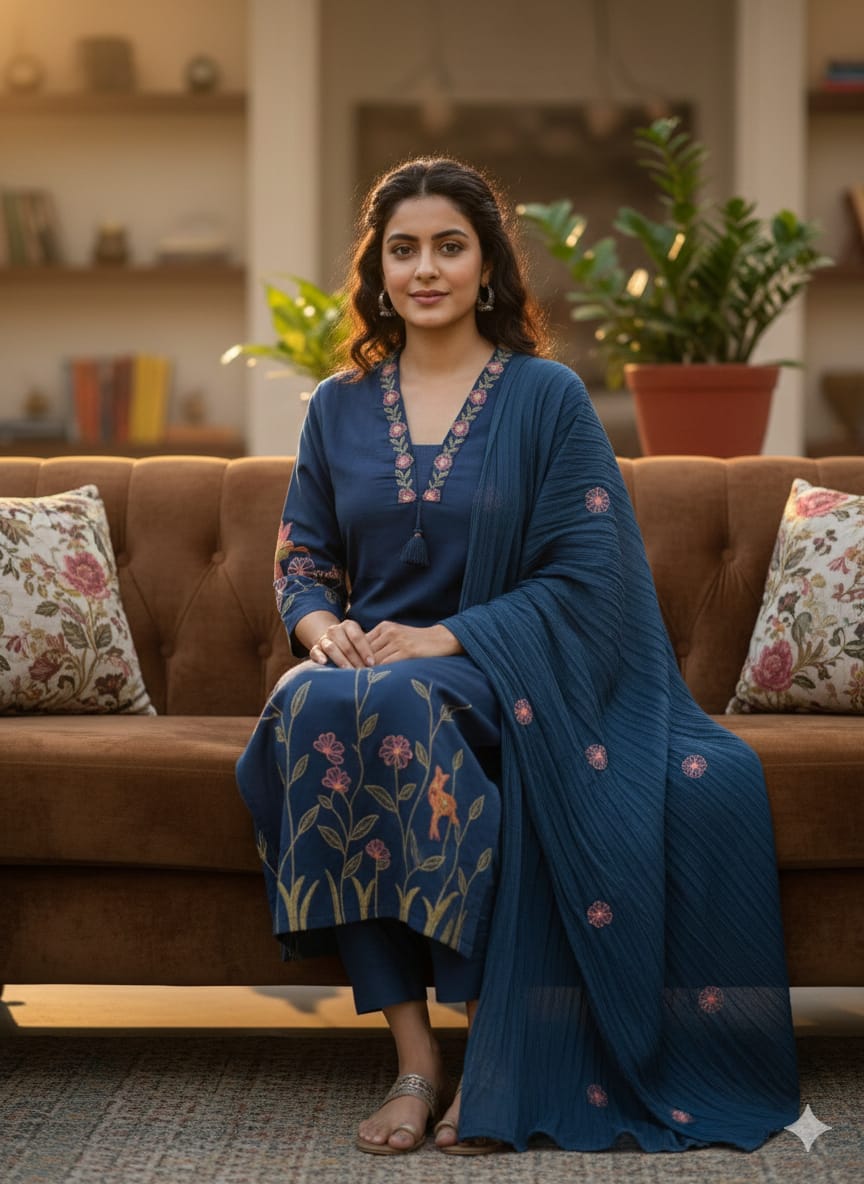 New Arrival Women Pure Cotton Printed Suit Set with Dupatta (PVCRD166)