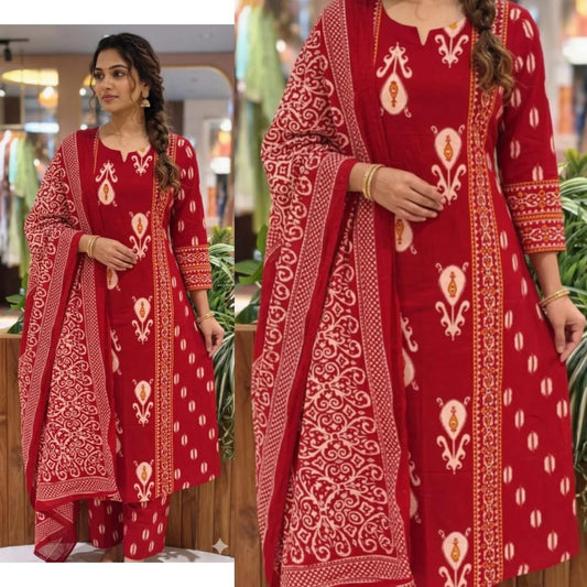 Floral Cotton Kurta Pant Set