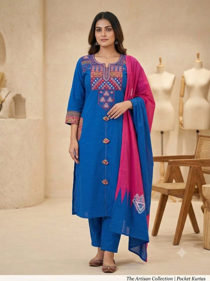 Designer Kurti Pant Dupatta Set