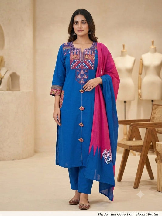 Designer Kurti Pant Dupatta Set