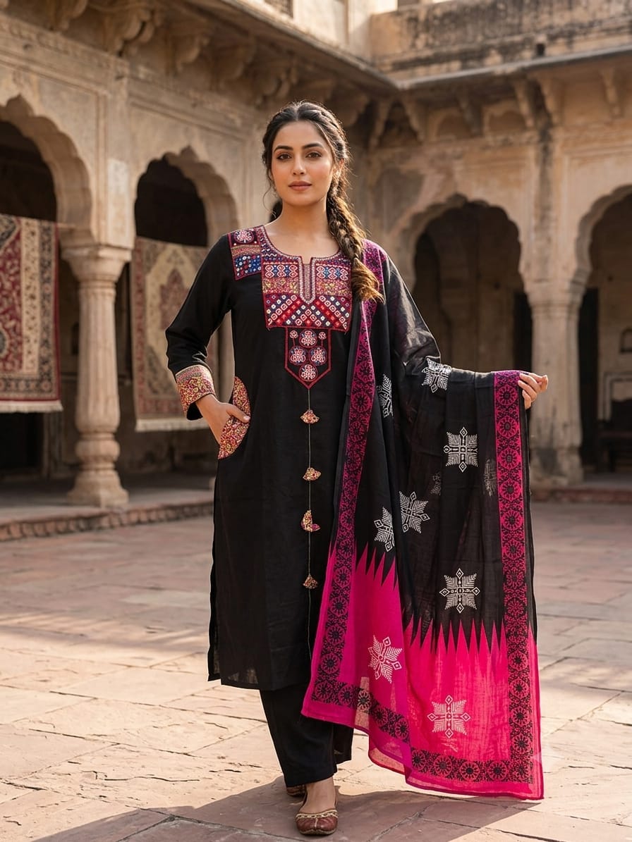 Designer Kurti Pant Dupatta Set