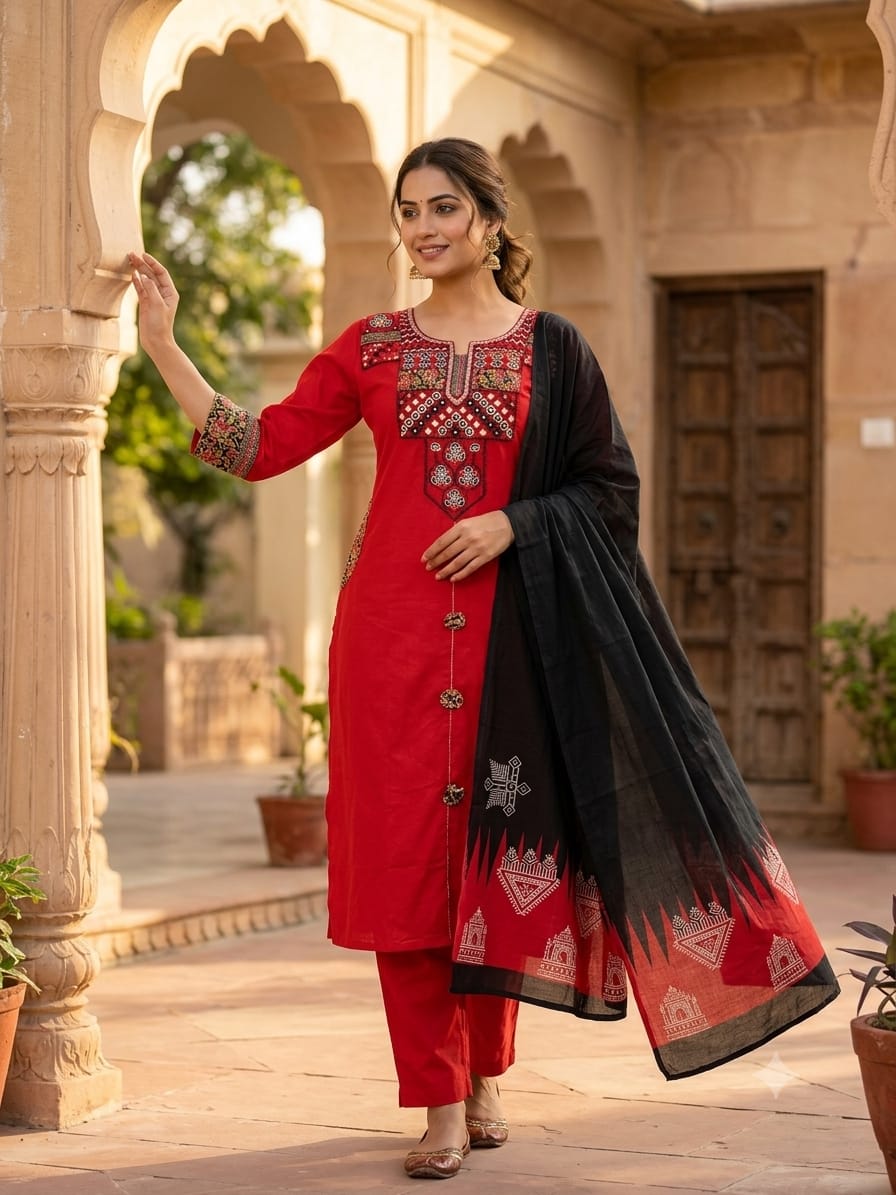 Designer Kurti Pant Dupatta Set
