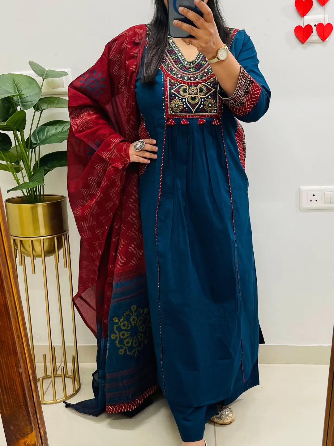 Women's Ethnic Cotton Kurta Pant Dupatta Set